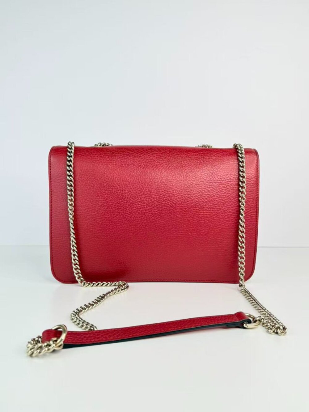Gucci Interlocking G Leather Chain Red Shoulder Crossbody Bag - Picture 3 of 12